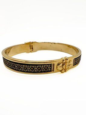 Vintage Damascene Star Hinged Bangle Bracelet